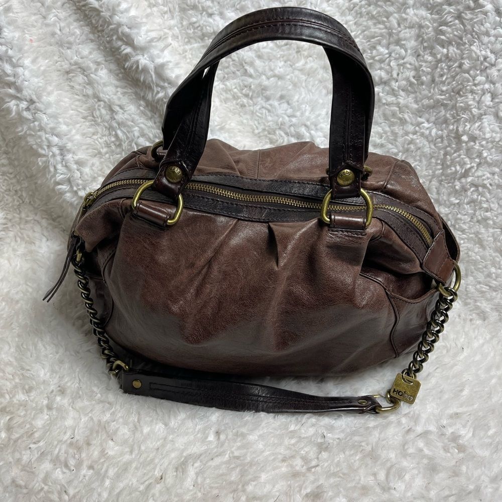 HOBO International Leather distress Brown shoulder bag antique tone hardwares - Picture 3 of 11